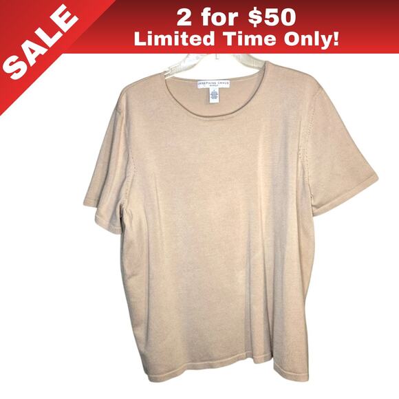 [Sale: 2 for $50!] Josephine Chaus Luxurious Beige Silk Blend T-shirt Sz 2 0250 - Picture 1 of 9
